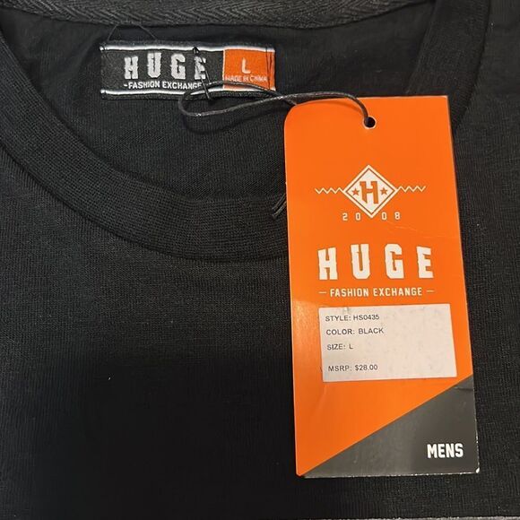 Huge Fashion Exchange Men’s Black Swag Embossed Tee Size Large - Picture 10 of 11